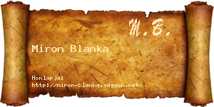Miron Blanka névjegykártya